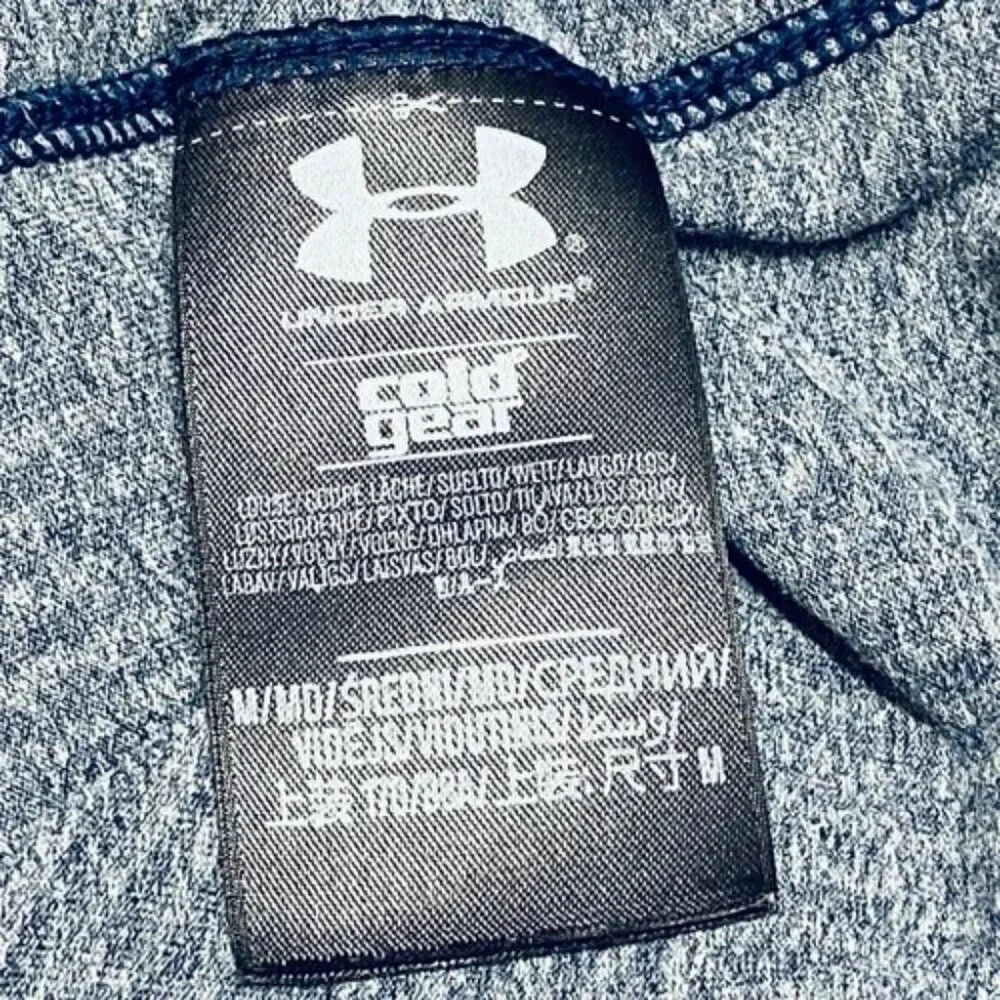 Under Armour Long Sleeve Men's Medium Heather Blue Loose Fit Coldgear Henley EUC
